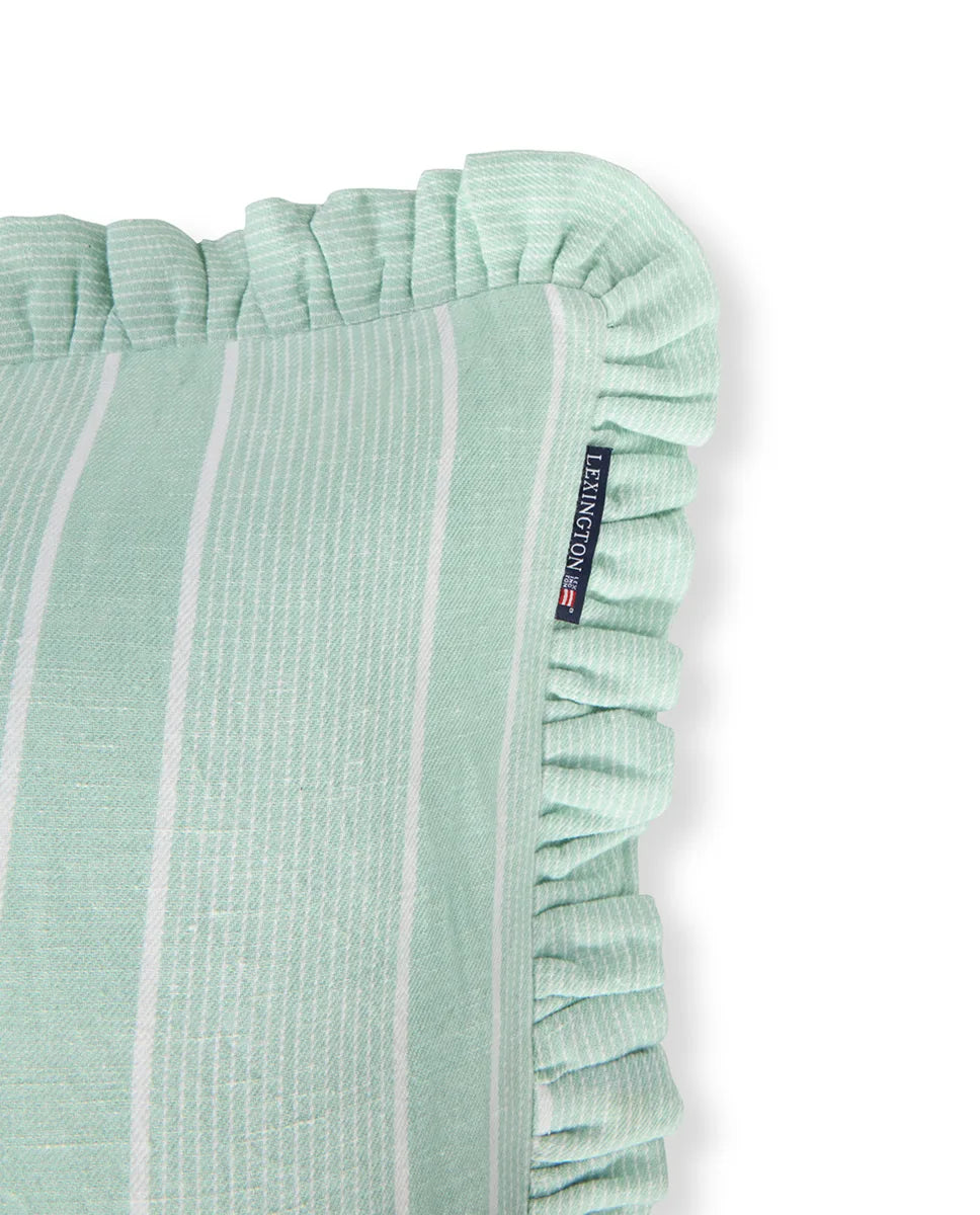Striped Linen/Cotton Frill Pillow Cover