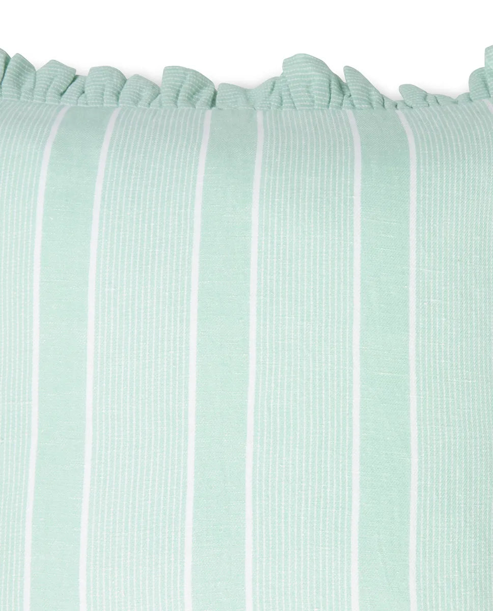 Striped Linen/Cotton Frill Pillow Cover