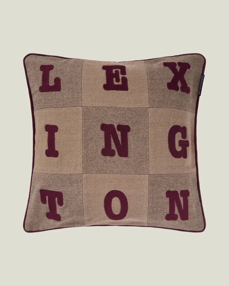 Letter Patch Tweed Organic Cotton Pillow Cover