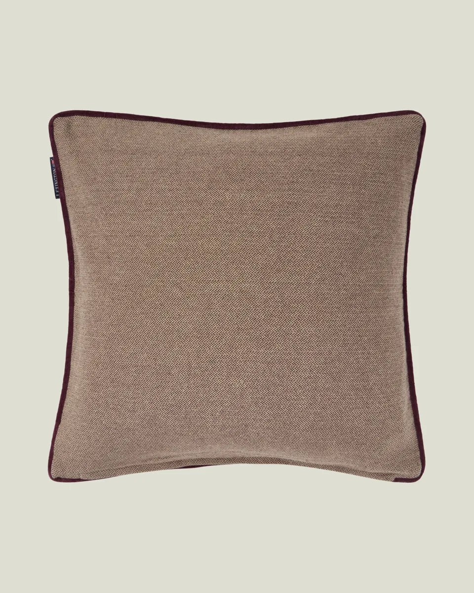 Letter Patch Tweed Organic Cotton Pillow Cover