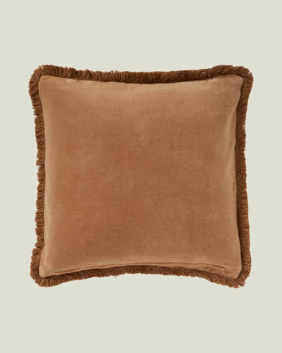 Fringe Organic Cotton Velvet Pillow Cover