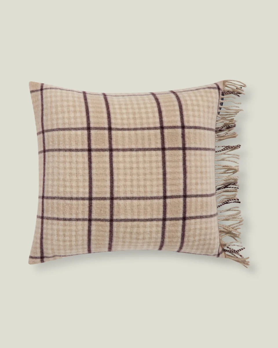 Checked Recycled Wool Pillow Cover