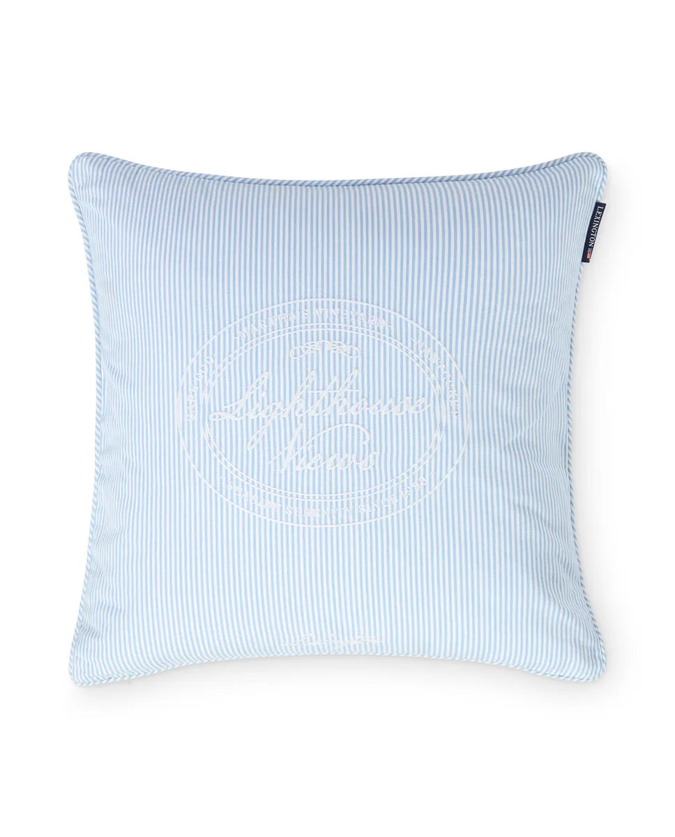 Blue/White Striped Organic Cotton Pillow Cover