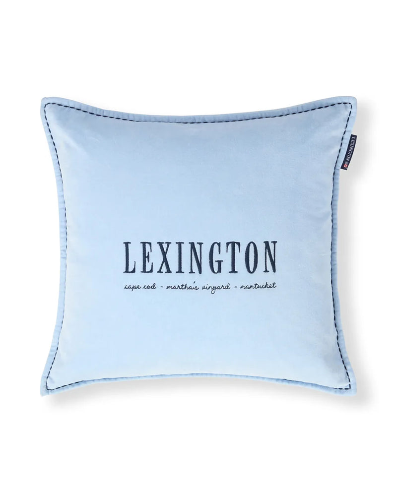 Blue Logo Organic Cotton Velvet Pillow Cover