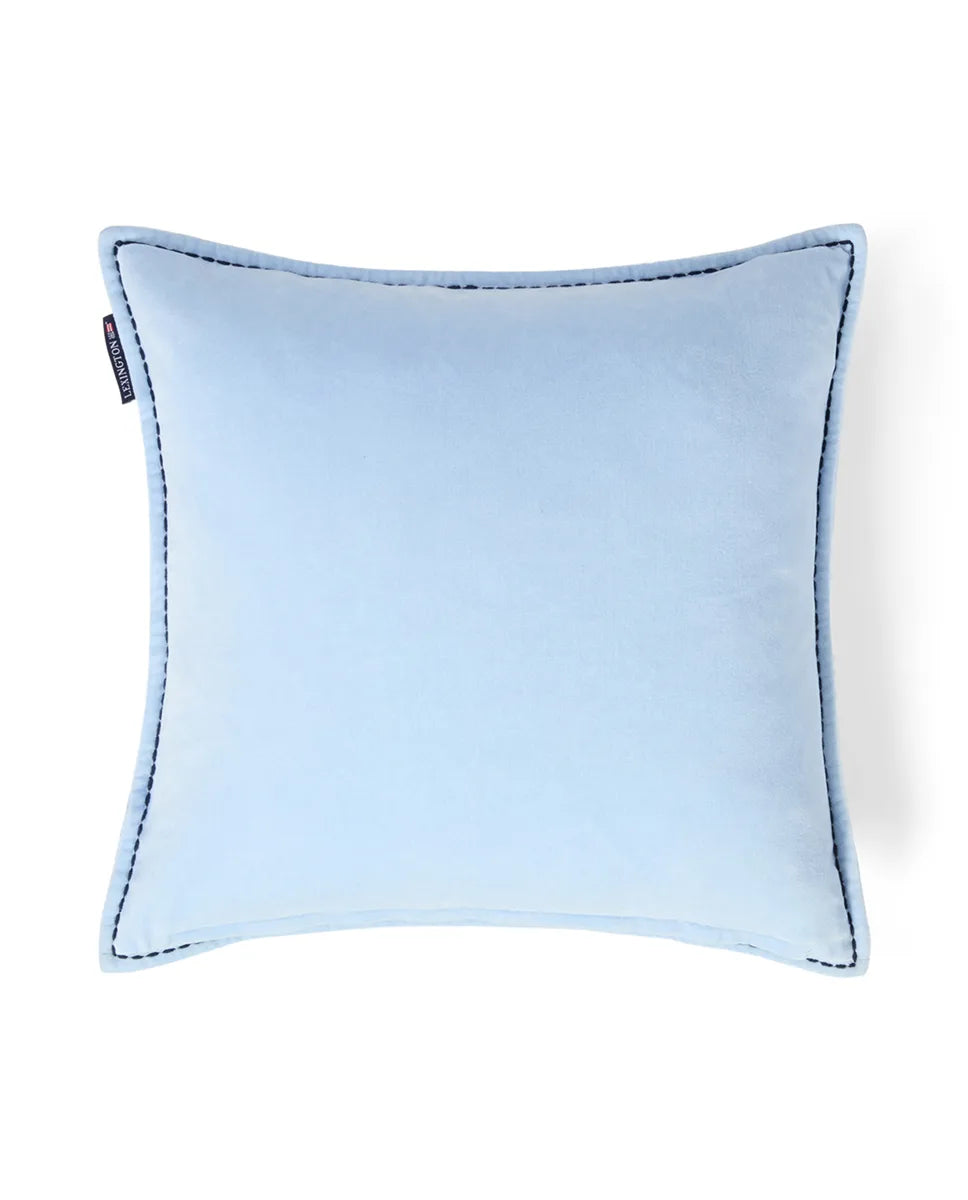 Blue Logo Organic Cotton Velvet Pillow Cover